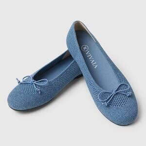 Vivaia Odette Old Money Bendable Perforated Round Toe Loafers Denim Blue 7-7.5